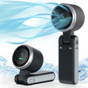 Resim 5 Hızlı Taşınabilir El Tipi Turbo Fan, 3600mAh Şarj Edilebilir Pil - HD Dijital Ekran, 4-12 Saat Çalışma Süresi, Seyahat, Açık Hava ve İç Mekan Kullanımı İçin 3'ü 1 Arada Kişisel Cep Fanı, Siyah, Seyahat Soğutma|Kompakt Tasarım|USB Şarj Edilebilir 