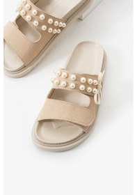 Resim Leonora İnci Detaylı Kadın Terlik Dxleonora Ekru 