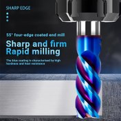 Resim 4-Kenarlı AUGUSTTOOLS 65° Tungsten Çelik TIAIN Kaplamalı Karbür Uç Freze - Nano Mavi Bitim, 55° Keskin Düz Taban CNC İşleme Matkabı Paslanmaz Çelik İçin, Yüksek Isı Direnci ve Hassasiyetli Metal İşleme, Endüstriyel Kesme Aleti, Uzun Ömürlü Dayanıklılık, Atölye Araçları 