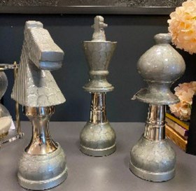 Resim Neochess Dekoratif Satranç Taşları Füme Gümüş 