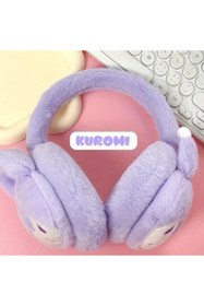 Resim So Iconic Sanrio Kuromi Sevimli Mor Renk Peluş Kulaklık 