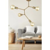 Resim Kahverengi 4'lü Eskitme Modern Genç Odası Takımı ve Avize Seti 