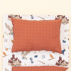 Resim Alt Açma Matı ve Yastık - Çift Taraflı - Koyu Kiremit Muslin - Harry 