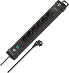 Resim Brennenstuhl Premium-Line Serisi 6 Soketli USB-C 30W ve USB 18W Şarj Destekli 3 Metre Uzatma Kablolu Priz 