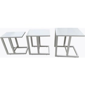 Resim Riva 3'Lü C Zigon Sehpa-Lake Beyaz-Tamamı Ahşap 