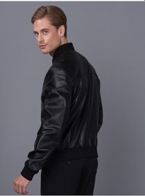 Resim Basics&more Erkek Deri Ceket College 001 