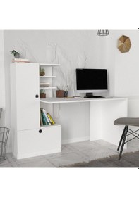 Resim Dekorister Domingos Kitaplıklı Çalışma Masası Beyaz 