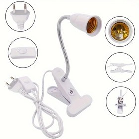Resim Esnek Kelepçeli Masa Lambası Tutucu, Açma/Kapama Anahtarı, E27 Taban, ABD/AB Fişi - Masa Lambaları & Kitap Işıkları için İdeal 