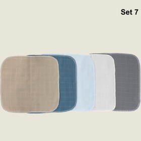 Resim Set 6 Müslin Kumaş Ağız Mendili & Ter Bezi (Tek Katlı) - Set 7 