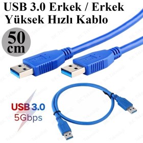Resim BK Teknoloji Yüksek Hızlı USB 3.0 Erkek-Erkek Data Kablosu - 50CM 
