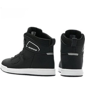 Resim Motosiklet Turing Bot Atop Bağcık Sistemi Mikrofiber Deri Şık Tasarım Çelik Koruma Motor Botu 