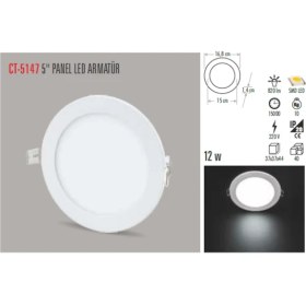 Resim Cata CT-5147 12W/3200K Alm. Panel LED Armatür (GÜNIŞIĞI-12ADET) Cata 