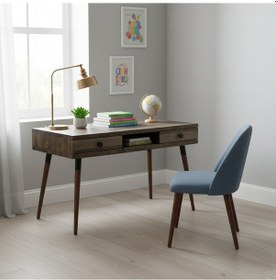 Resim Mobenta Modest Desk Masif Çalşıma & Laptop Masası, 2 Çekmece 1 Bölme - 120 Cm, Cv Ceviz - Ahşap 