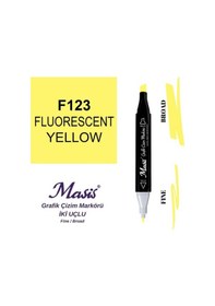 Resim Çift Uçlu Marker Grafik Çizim Kalemi 123 Floresan Sarı 