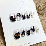 Resim 10 Adet El Yapımı Kısaltılabilir Bale Şekilli Çok Moda Sevimli Gümüş Simsi Siyah Tırnak Seti: Jel + Buffer Stick, Ahitikat Pusher. Partiler ve günlük kullanım İçin Tam Kaplama, Șık Nail Artların En Popülersi, şeker Hayvan Desenleri. Dayanklı Presson tasarı, yüksek Kalite Takma/Yalancakabuklu yaprak, çıkartmalı çekici manicure ikonu 