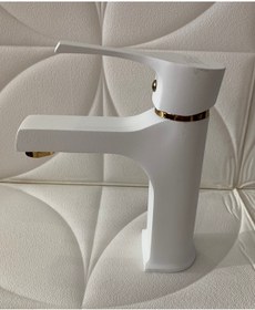 Resim Sedef Beyaz-gold Lavabo Bataryası 