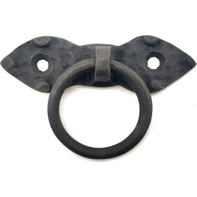 Resim Buğz Antika Tarz Dekoratif Pirinç Yaprak Mobilya Kulbu, Kapı Kilit Halkası - 80 Mm, Oksit 