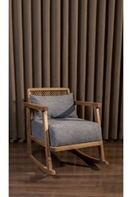 Resim Aberteka Dante Ahşap Venge Sallanır Berjer Teddy Gri 