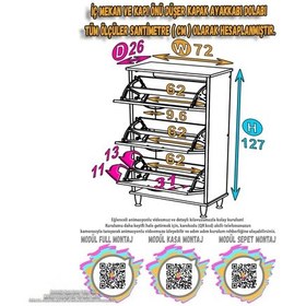 Resim Eliusta Duru 72 Cm Genişlikte Beyaz Renk Ayaklı Ayakkabılık Antre/kapı Önü 72x127x26 Cm Ayakkabılık Beyaz 