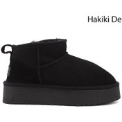 Resim Gönderi R Siyah Nubuk Mini Platform Taban Hakiki Deri Kürklü Bot Sıyah Nubuk 