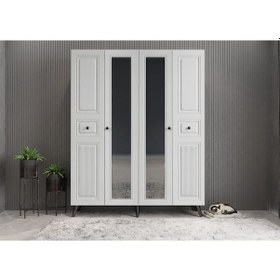 Resim Nossa Membran 4 Kapaklı Portmanto Montaj Dahil Füme Beyaz 160 Cm 