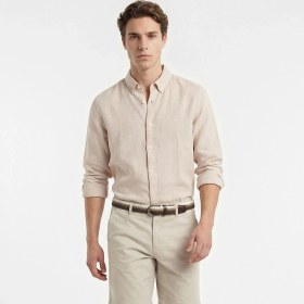 Resim Nautica Erkek Bej Regular Fit Keten Gömlek W65103T.1PS 