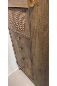 Resim Evistro Ahşap Bombeli Çekmeceli Mutfak Kiler Dolabı Ekmeklik Barok Ceviz Kurulu 