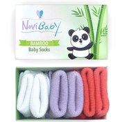 Resim Novibaby 3'lü Bambu Yenidoğan Bebek Çorabı I Purple Orange I 0-6 ay 