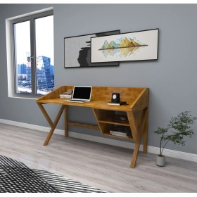 Resim Woodface Snow Çalışma Masası 120X60 Doğal Ahşap 2 Gözlü Özel Tasarım Uyumlu Görünüm 