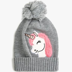 Resim Kız Çocuk Unicorn İşlemeli Bere 