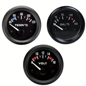 Resim Araba Ölçer 12V Otomobil Araba Göstergesi 2in/52mm Su Sıcaklığı Siyah Kabuklu Araba Ölçer Sensörlü Su Sıcaklığı Kabuk Rengi Rastgele 