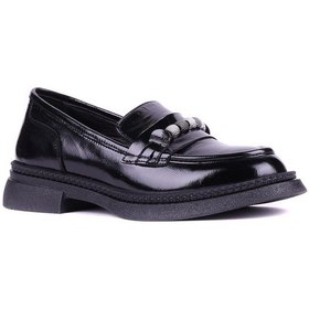 Resim Shoetyle - Hakiki Rugan Deri Kadın Loafer - 25101901-1400 Siyah 