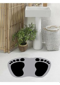 Resim Eco Concept Ayak İzi Kaymaz Taban Banyo Paspası Gri 