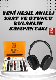 Resim Kanonik Education Kulak Üstü Kulaklık Pro9 ve Yeni Nesil Akıllı Saat Android ve İOS Uyumlu ANC Özelliği 