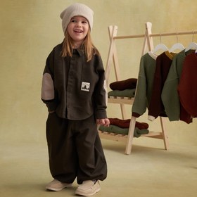 Resim Unisex Çocuk Gabardin Gömlek Haki - 5-6 Yaş 