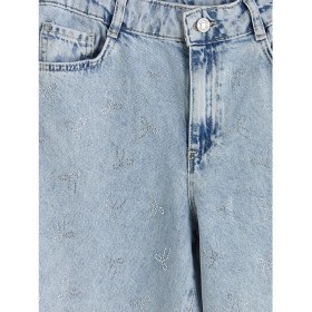 Resim LC Waikiki Lcw Kids Mavi Wideleg Taşlı Kız Çocuk Jean Pantolon 