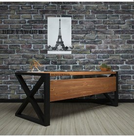 Resim Silver Ahşap Bilgisayar Masası 200x85x76 Cm-ön Ahşap Açık Ceviz 