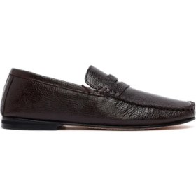 Resim Erkek Kahverengi Deri Loafer 25SFD6028FT 