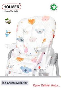 Resim Holmer Organik Mama Sandalyesi Minderi - Kılıfı Kemer Deliksiz Pembe 