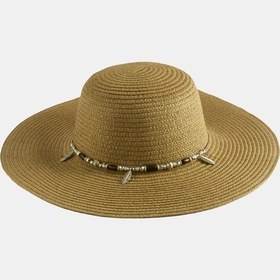 Resim Yaprak Boncuklu Hasır Şapka Çok Renkli 