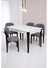 Resim Paris Norte Lak Panel Mutfak Masa Sandalye Takımı 80x130cm Siyah 