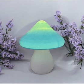 Resim Led Mantar Gece Lambası Pilli, Renkli Ve Dekoratif Işık Mavi 