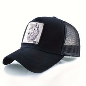 Resim Unisex Nakışlı Kurt Başlı Beyzbol Şapkası - Nefes Alabilir Arka Meshli, Güneş Koruyucu Outdoor Casual Hip-Hop Şapka Erkek ve Kadınlar İçin Dayanıklı Kep 