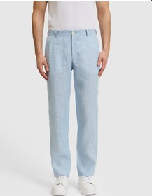 Resim Cacharel Açık Mavi Slim Fit Beli Lastikli %100 Keten Pantolon Denim 