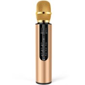 Resim K3 5.0 Stereo Bluetooth Condenser Karaoke Mikrofonu Altın 
