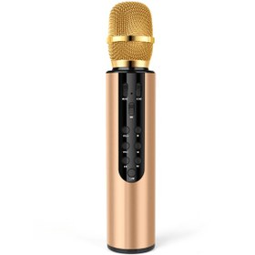 Resim K3 5.0 Stereo Bluetooth Condenser Karaoke Mikrofonu Altın 