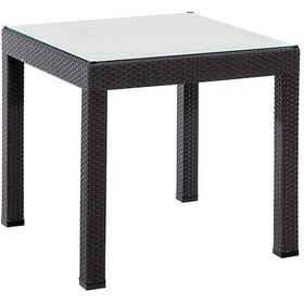 Resim Rattan 80x80 Camlı Antrasit Masa - Bahçe&balkon&teras Koyu kahverengi 