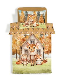 Resim Evmila Sevimli Hayvanlar Desenli Nevresim Takımı - 160x220cm Nevresim +50x70cm Yastık Kılıfı+90x190cm Çarşaf 