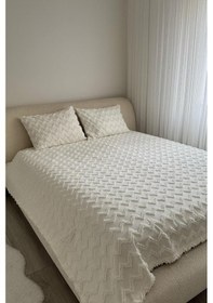 Resim Çeyiz Diyarı Lumpa 2 Parça Tek Kişilik Pike Takımı Krem Krem 