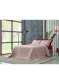 Resim Arya Tek King Size Yatak Örtüsü - Pudra 
